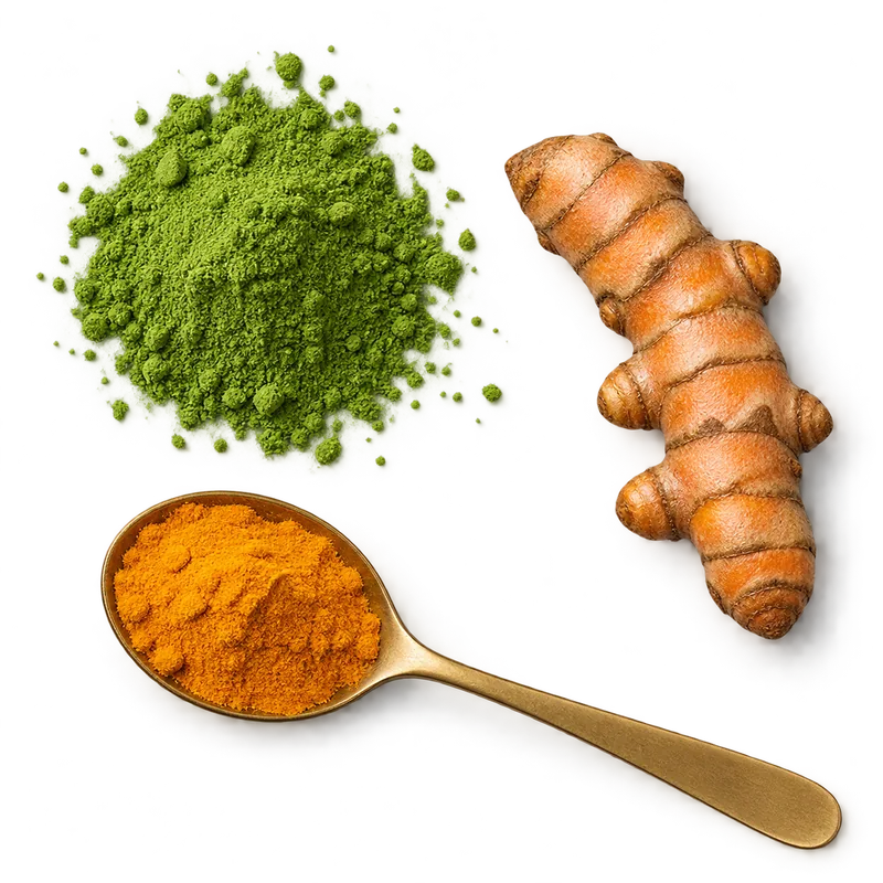 Ceremonial-grade matcha and turmeric